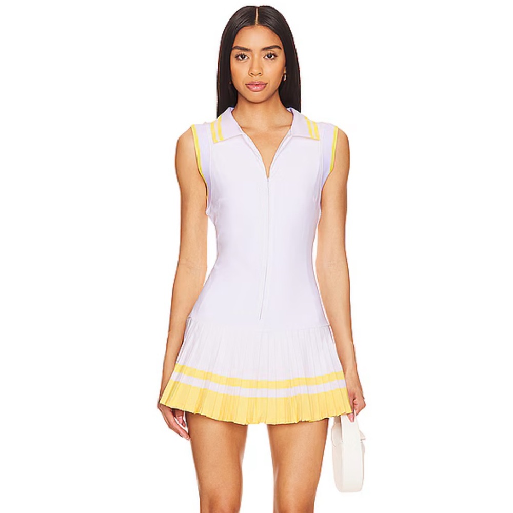 Beach Riot Lavender and Yellow Sleeveless Pleated Mini Dress